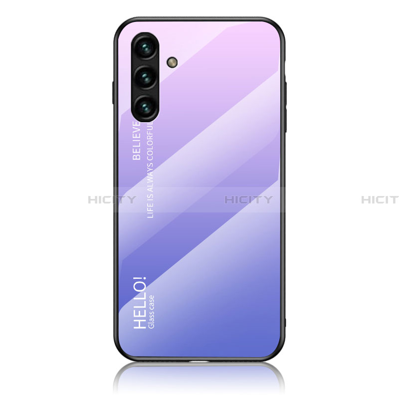 Carcasa Bumper Funda Silicona Espejo Gradiente Arco iris LS1 para Samsung Galaxy A13 5G Purpura Claro