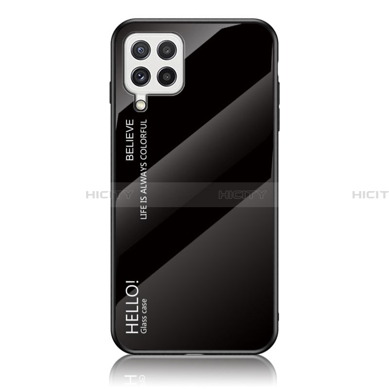 Carcasa Bumper Funda Silicona Espejo Gradiente Arco iris LS1 para Samsung Galaxy A22 4G Negro