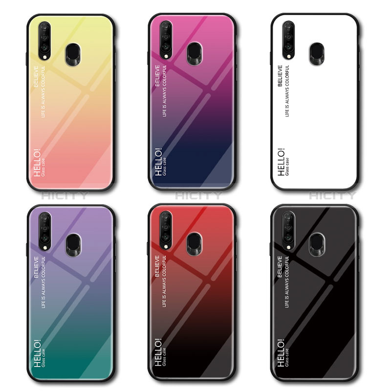 Carcasa Bumper Funda Silicona Espejo Gradiente Arco iris LS1 para Samsung Galaxy A40s