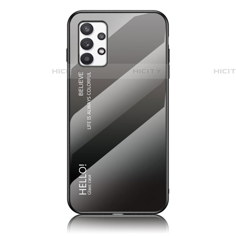 Carcasa Bumper Funda Silicona Espejo Gradiente Arco iris LS1 para Samsung Galaxy A53 5G Gris Oscuro