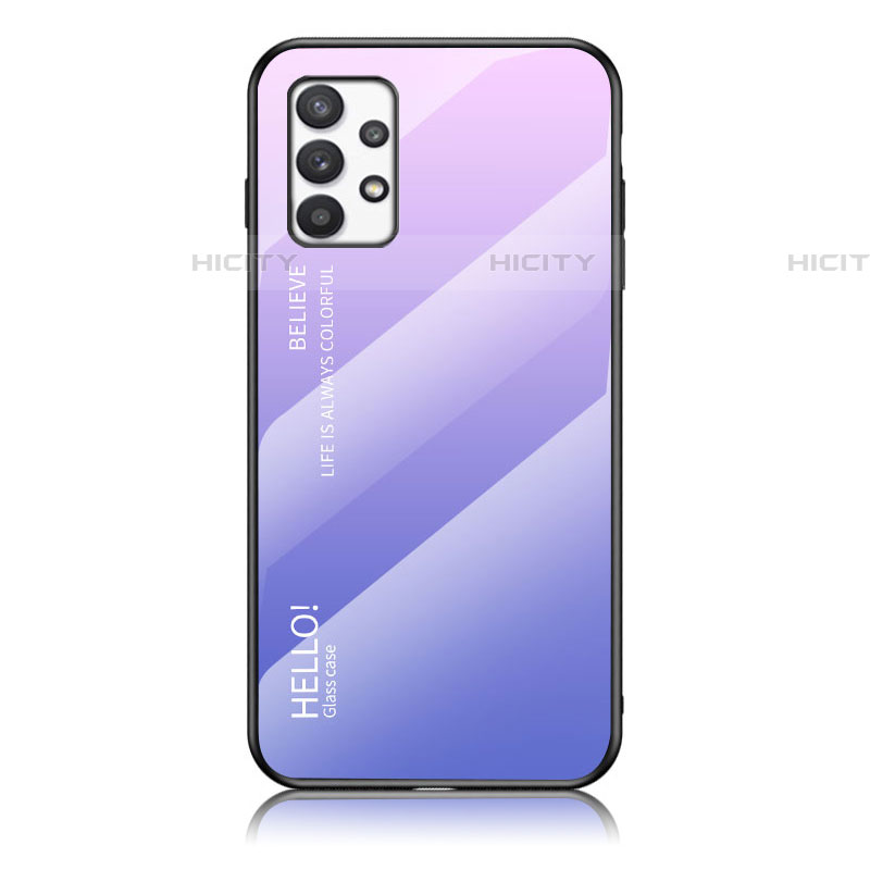 Carcasa Bumper Funda Silicona Espejo Gradiente Arco iris LS1 para Samsung Galaxy A53 5G Purpura Claro
