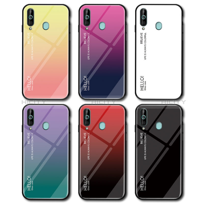 Carcasa Bumper Funda Silicona Espejo Gradiente Arco iris LS1 para Samsung Galaxy A60