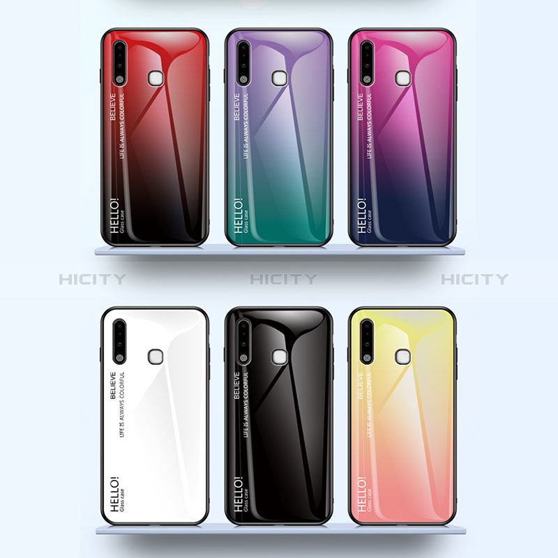 Carcasa Bumper Funda Silicona Espejo Gradiente Arco iris LS1 para Samsung Galaxy A70E