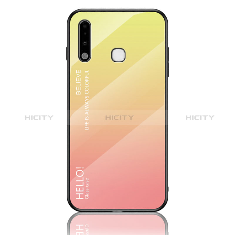 Carcasa Bumper Funda Silicona Espejo Gradiente Arco iris LS1 para Samsung Galaxy A70E