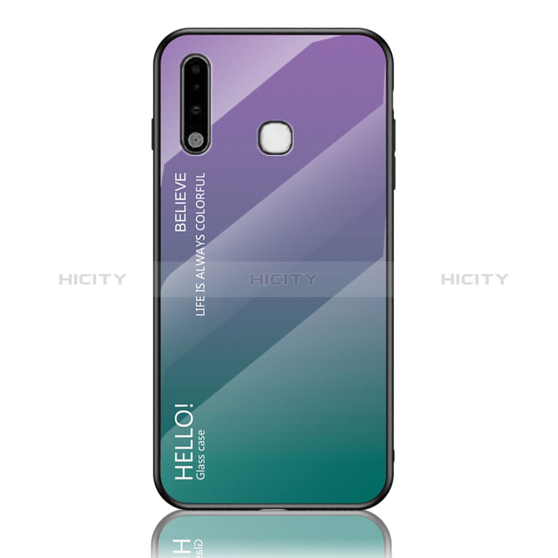 Carcasa Bumper Funda Silicona Espejo Gradiente Arco iris LS1 para Samsung Galaxy A70E Multicolor
