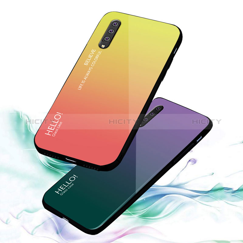 Carcasa Bumper Funda Silicona Espejo Gradiente Arco iris LS1 para Samsung Galaxy A70S