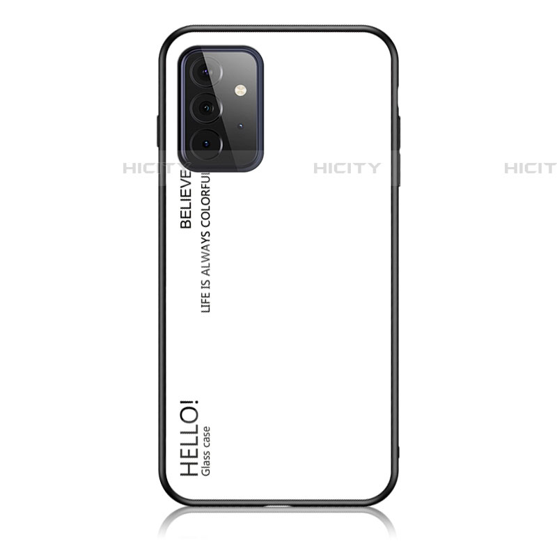 Carcasa Bumper Funda Silicona Espejo Gradiente Arco iris LS1 para Samsung Galaxy A72 4G Blanco