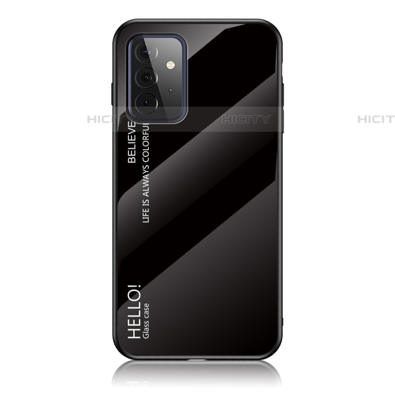 Carcasa Bumper Funda Silicona Espejo Gradiente Arco iris LS1 para Samsung Galaxy A72 4G Negro