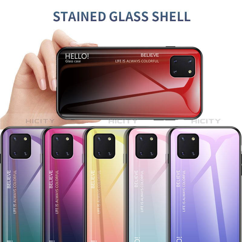 Carcasa Bumper Funda Silicona Espejo Gradiente Arco iris LS1 para Samsung Galaxy A81