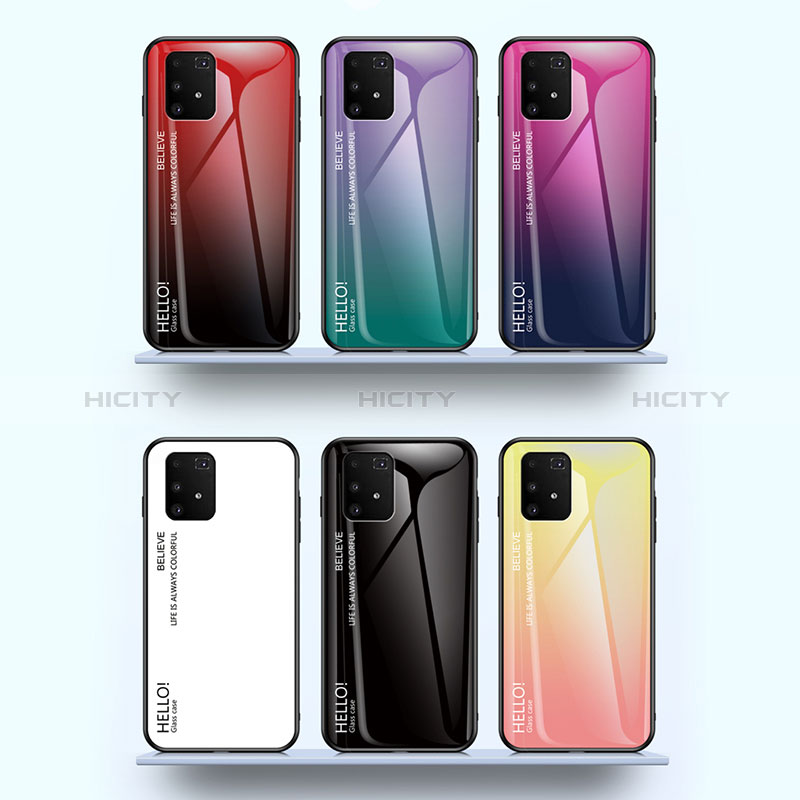 Carcasa Bumper Funda Silicona Espejo Gradiente Arco iris LS1 para Samsung Galaxy A91