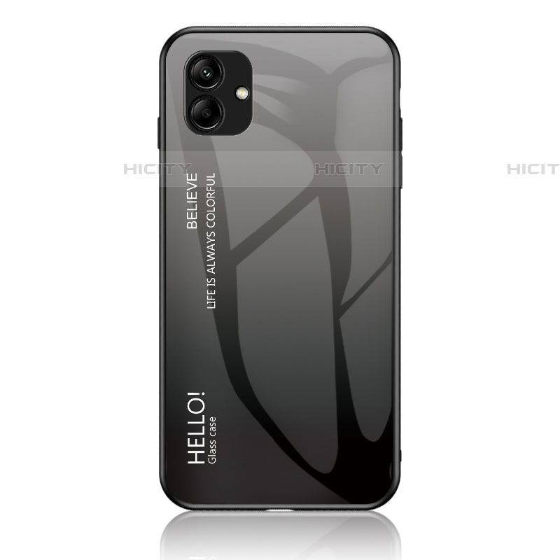 Carcasa Bumper Funda Silicona Espejo Gradiente Arco iris LS1 para Samsung Galaxy F04 Gris Oscuro