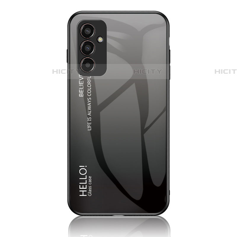 Carcasa Bumper Funda Silicona Espejo Gradiente Arco iris LS1 para Samsung Galaxy F13 4G Gris Oscuro