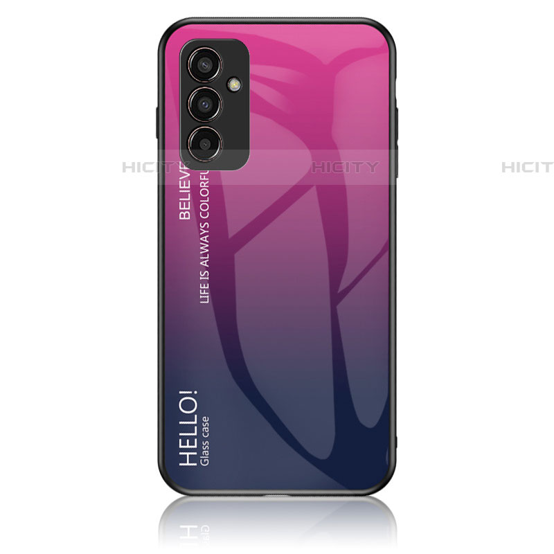 Carcasa Bumper Funda Silicona Espejo Gradiente Arco iris LS1 para Samsung Galaxy F13 4G Rosa Roja