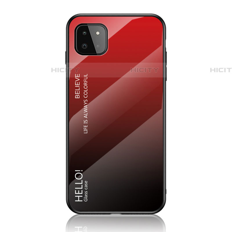 Carcasa Bumper Funda Silicona Espejo Gradiente Arco iris LS1 para Samsung Galaxy F42 5G Rojo