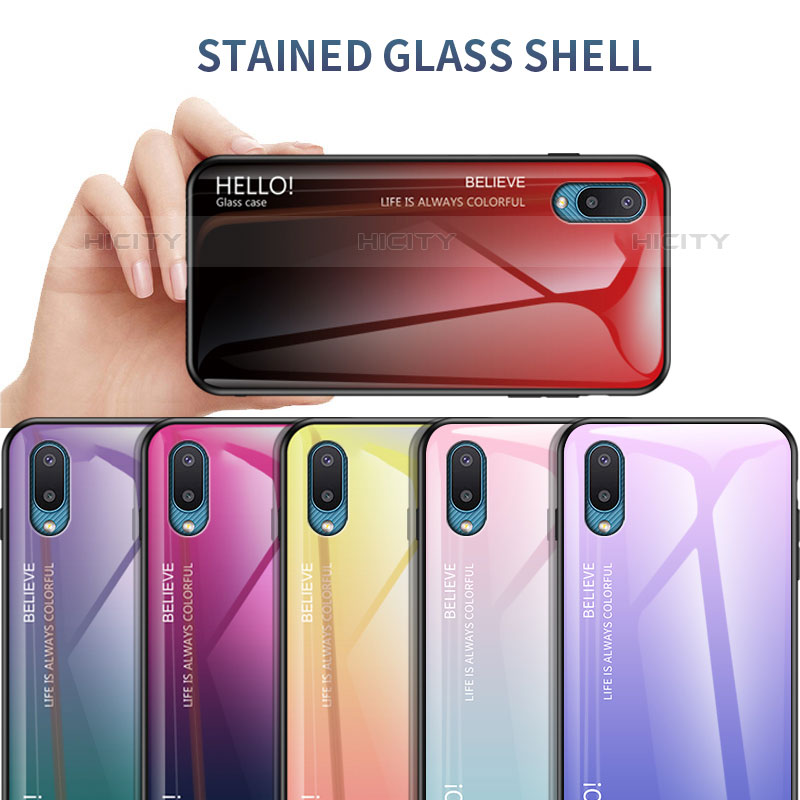 Carcasa Bumper Funda Silicona Espejo Gradiente Arco iris LS1 para Samsung Galaxy M02