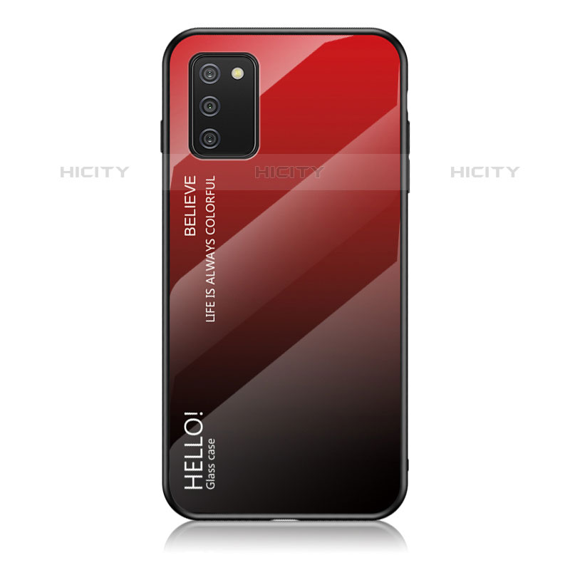 Carcasa Bumper Funda Silicona Espejo Gradiente Arco iris LS1 para Samsung Galaxy M02s Rojo