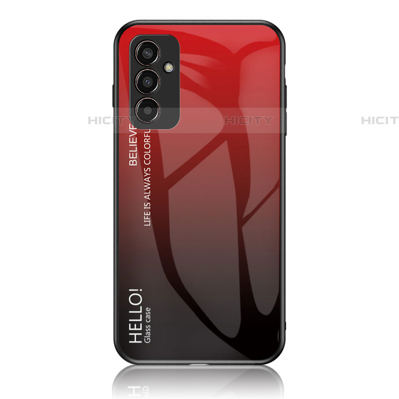 Carcasa Bumper Funda Silicona Espejo Gradiente Arco iris LS1 para Samsung Galaxy M13 4G Rojo