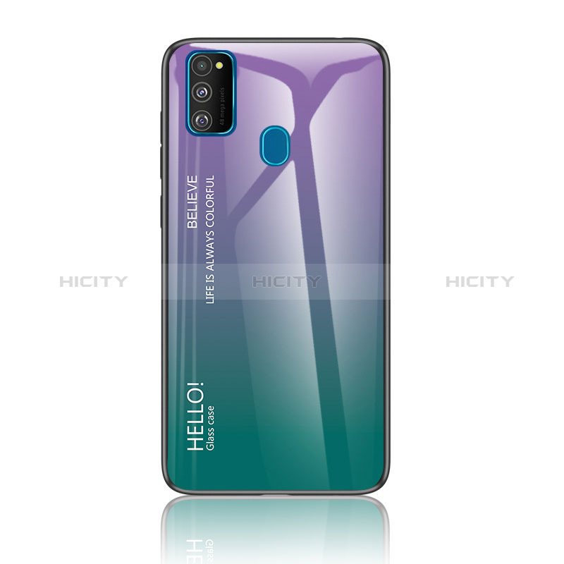 Carcasa Bumper Funda Silicona Espejo Gradiente Arco iris LS1 para Samsung Galaxy M21
