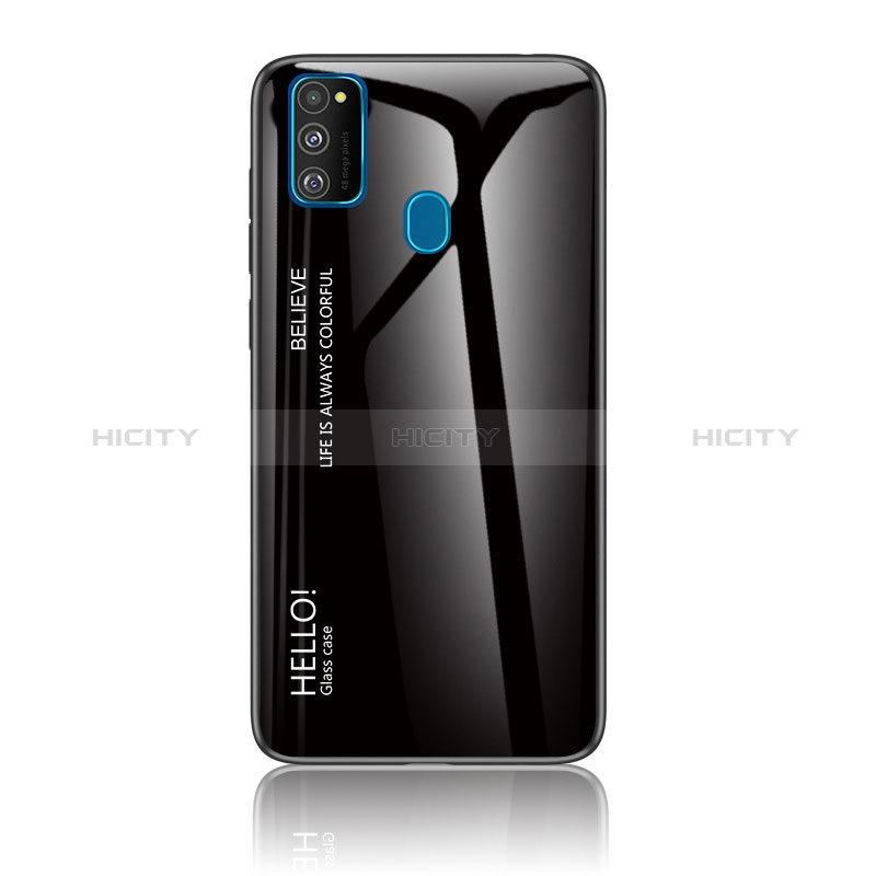 Carcasa Bumper Funda Silicona Espejo Gradiente Arco iris LS1 para Samsung Galaxy M21 Negro