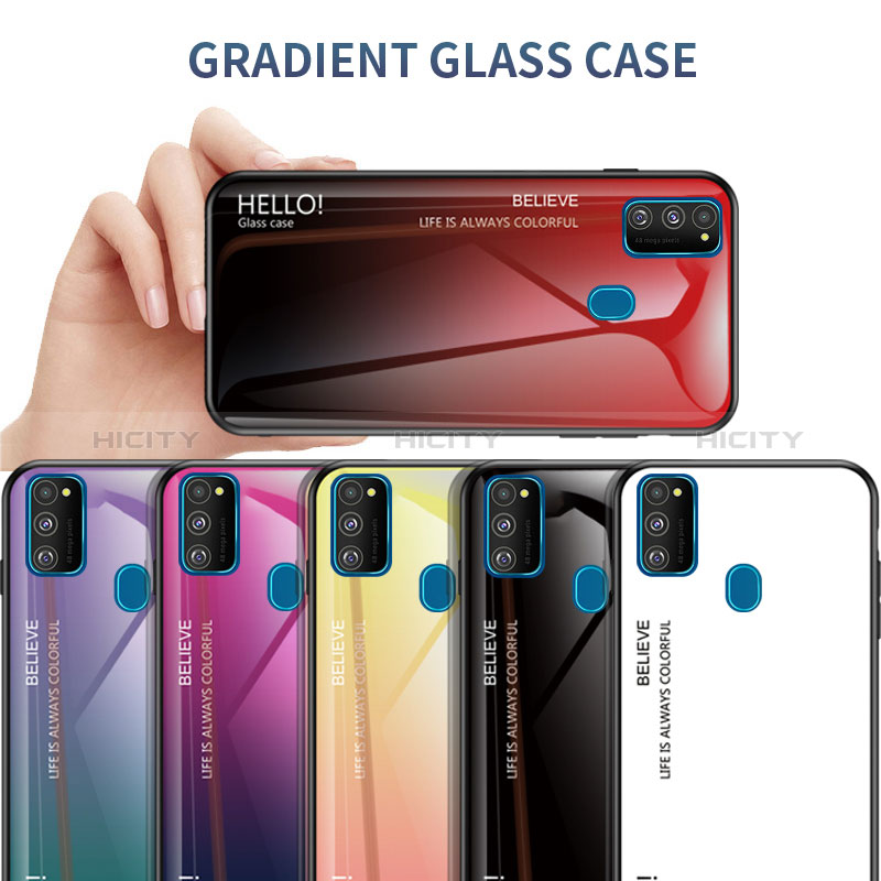 Carcasa Bumper Funda Silicona Espejo Gradiente Arco iris LS1 para Samsung Galaxy M30s