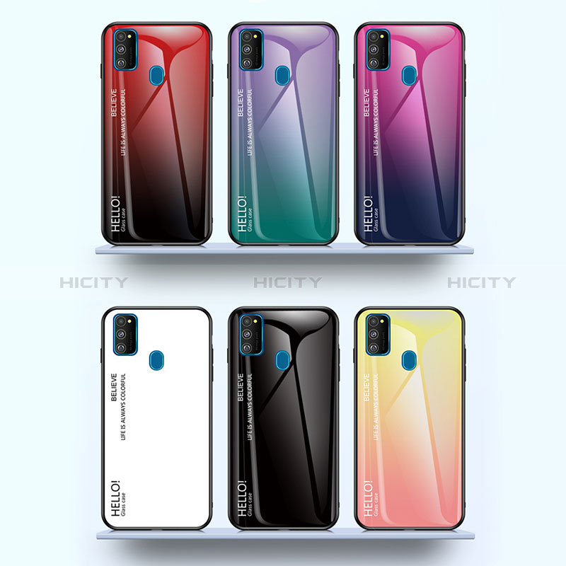 Carcasa Bumper Funda Silicona Espejo Gradiente Arco iris LS1 para Samsung Galaxy M30s