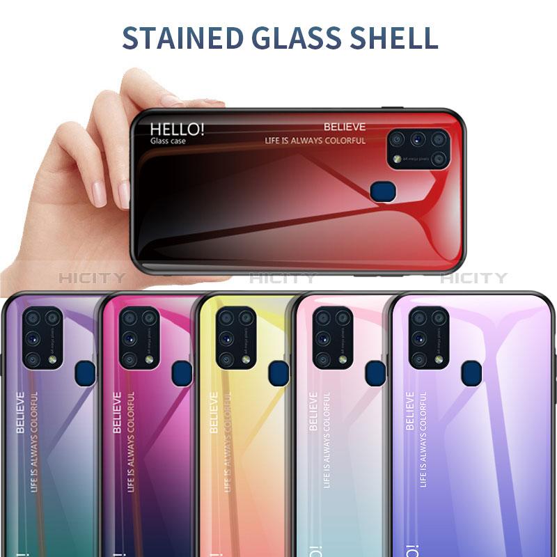 Carcasa Bumper Funda Silicona Espejo Gradiente Arco iris LS1 para Samsung Galaxy M31 Prime Edition