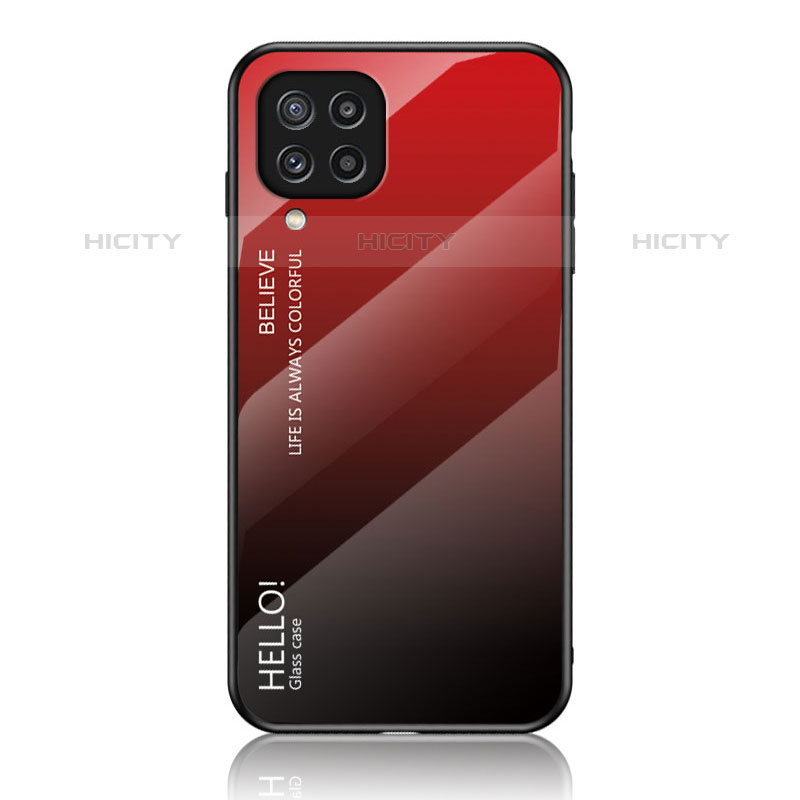 Carcasa Bumper Funda Silicona Espejo Gradiente Arco iris LS1 para Samsung Galaxy M32 4G Rojo