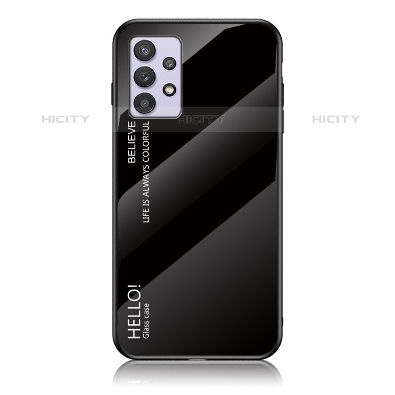 Carcasa Bumper Funda Silicona Espejo Gradiente Arco iris LS1 para Samsung Galaxy M32 5G Negro