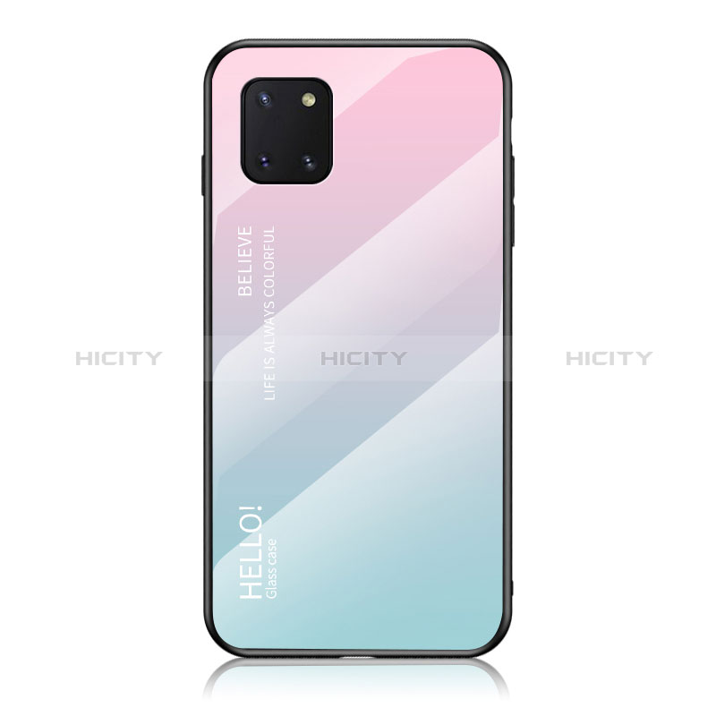 Carcasa Bumper Funda Silicona Espejo Gradiente Arco iris LS1 para Samsung Galaxy M60s Cian