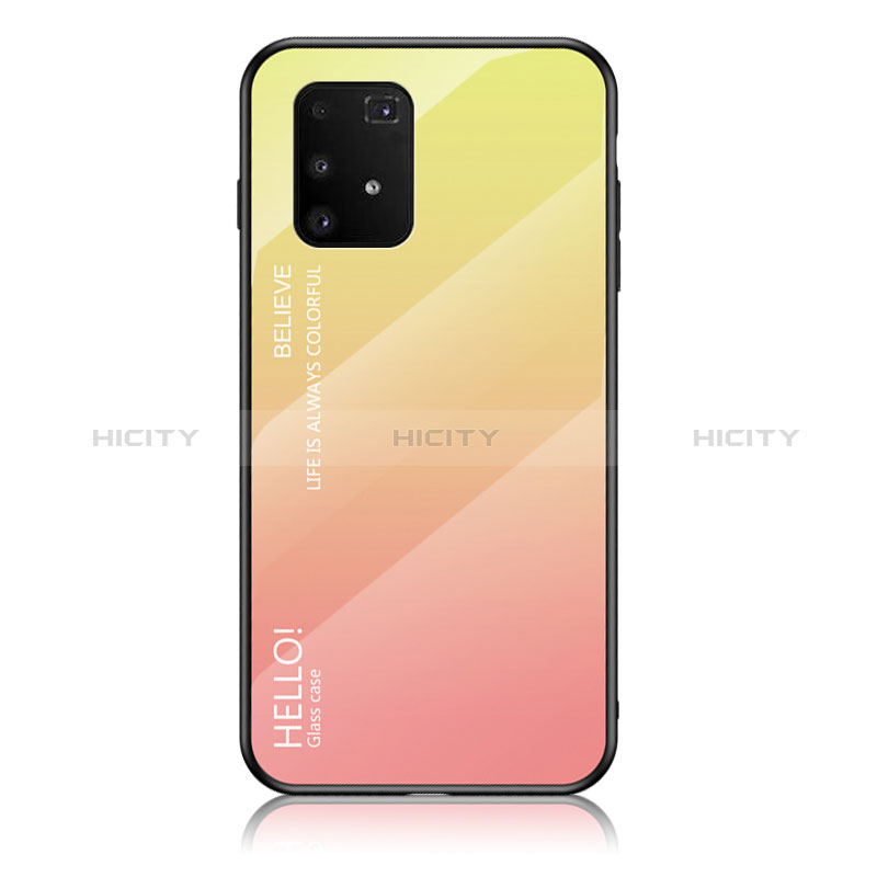 Carcasa Bumper Funda Silicona Espejo Gradiente Arco iris LS1 para Samsung Galaxy S10 Lite Amarillo