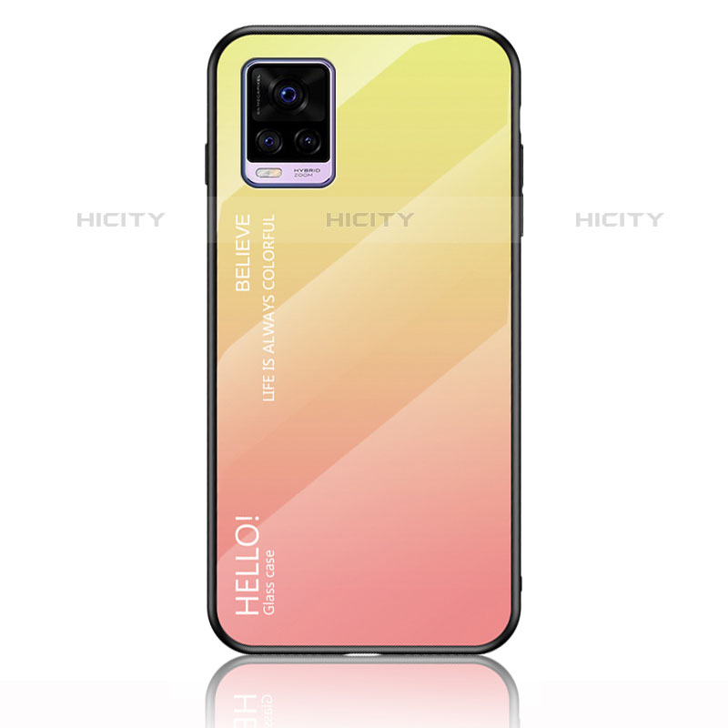 Carcasa Bumper Funda Silicona Espejo Gradiente Arco iris LS1 para Vivo V20 (2021)