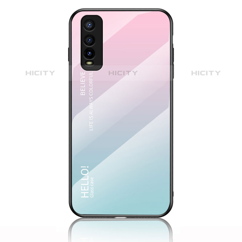 Carcasa Bumper Funda Silicona Espejo Gradiente Arco iris LS1 para Vivo Y70S 5G