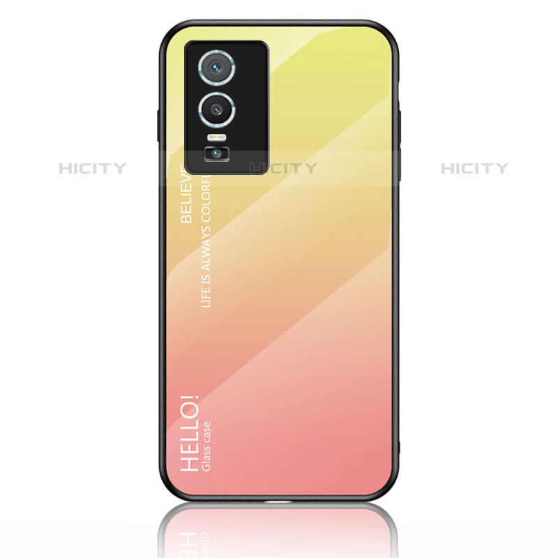 Carcasa Bumper Funda Silicona Espejo Gradiente Arco iris LS1 para Vivo Y74s 5G