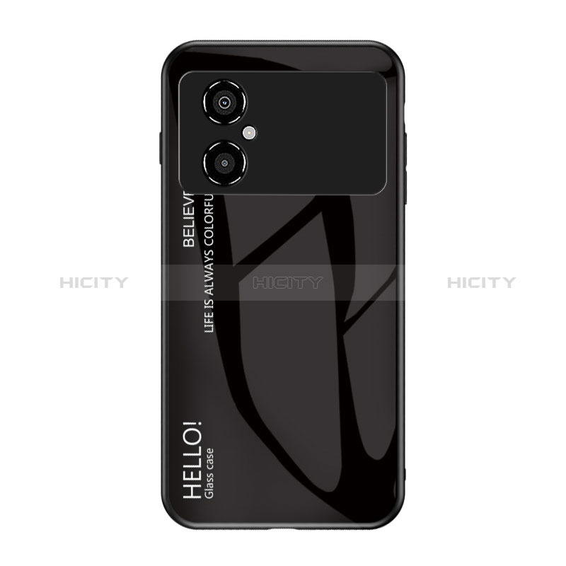 Carcasa Bumper Funda Silicona Espejo Gradiente Arco iris LS1 para Xiaomi Poco M4 5G Negro