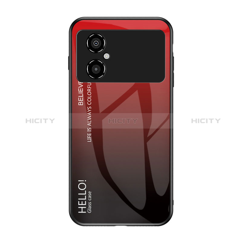 Carcasa Bumper Funda Silicona Espejo Gradiente Arco iris LS1 para Xiaomi Poco M4 5G Rojo
