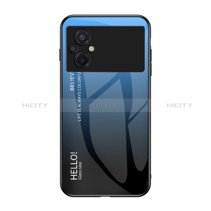 Carcasa Bumper Funda Silicona Espejo Gradiente Arco iris LS1 para Xiaomi Poco M5 4G Azul