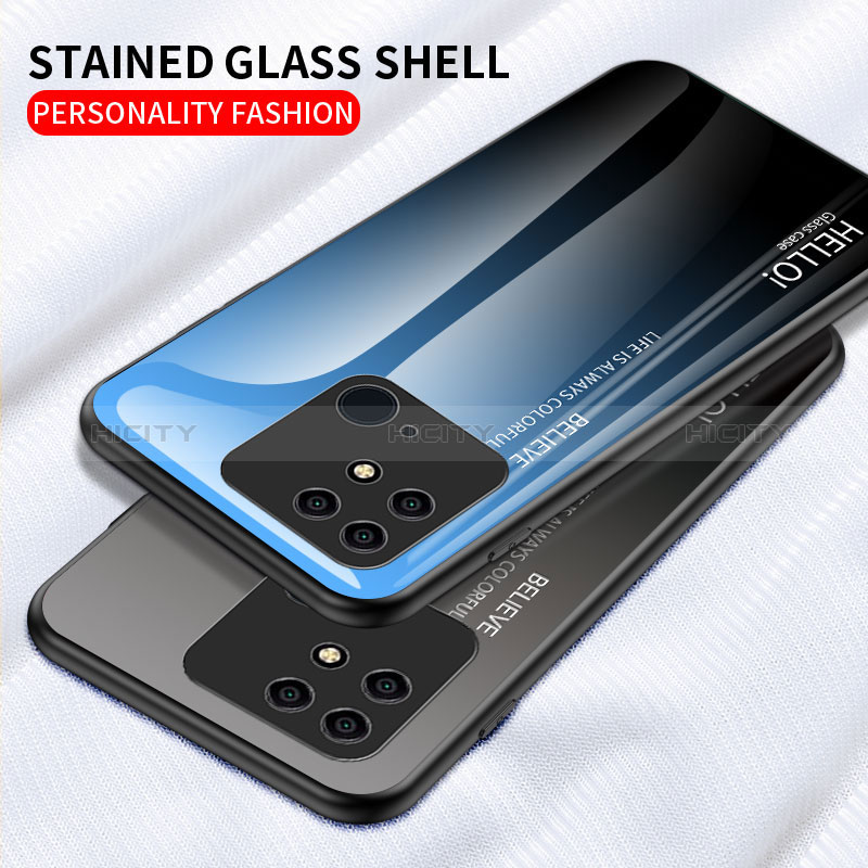 Carcasa Bumper Funda Silicona Espejo Gradiente Arco iris LS1 para Xiaomi Redmi 10C 4G