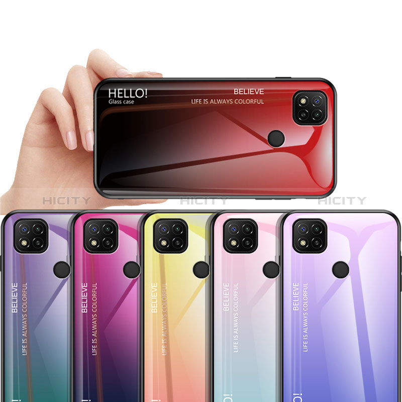 Carcasa Bumper Funda Silicona Espejo Gradiente Arco iris LS1 para Xiaomi Redmi 9 Activ