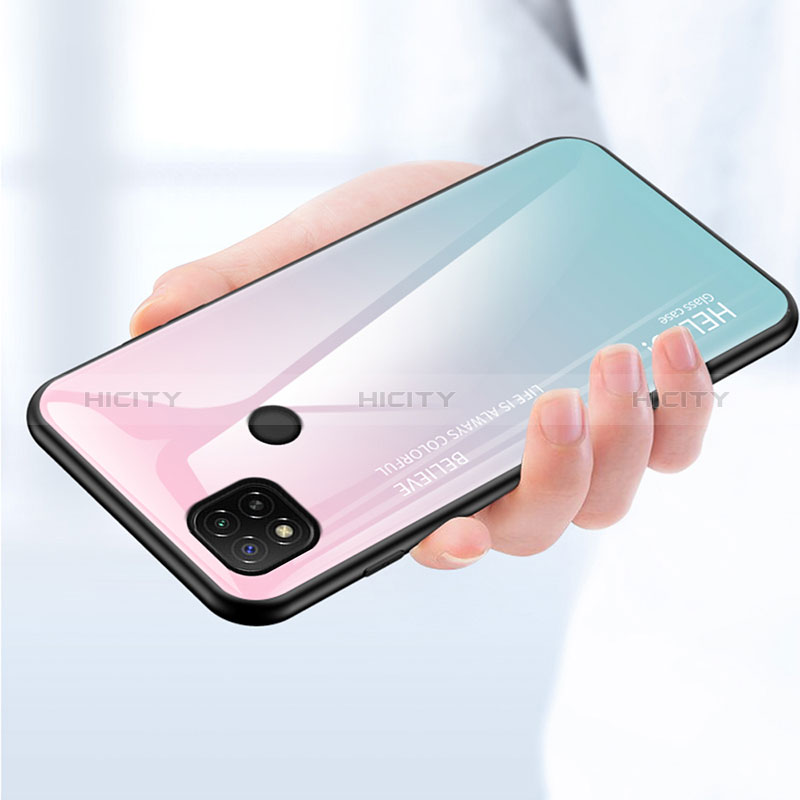 Carcasa Bumper Funda Silicona Espejo Gradiente Arco iris LS1 para Xiaomi Redmi 9 Activ