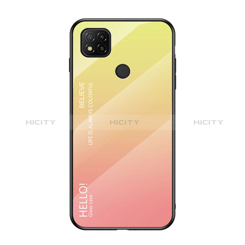 Carcasa Bumper Funda Silicona Espejo Gradiente Arco iris LS1 para Xiaomi Redmi 9 Activ Amarillo