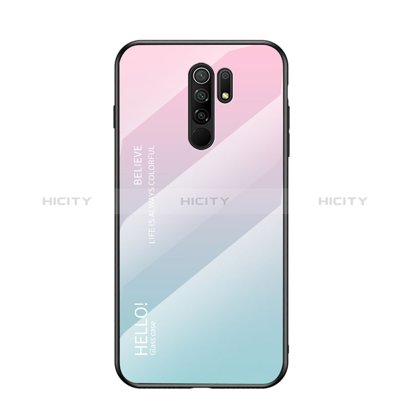 Carcasa Bumper Funda Silicona Espejo Gradiente Arco iris LS1 para Xiaomi Redmi 9 Cian