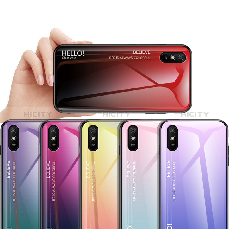 Carcasa Bumper Funda Silicona Espejo Gradiente Arco iris LS1 para Xiaomi Redmi 9A