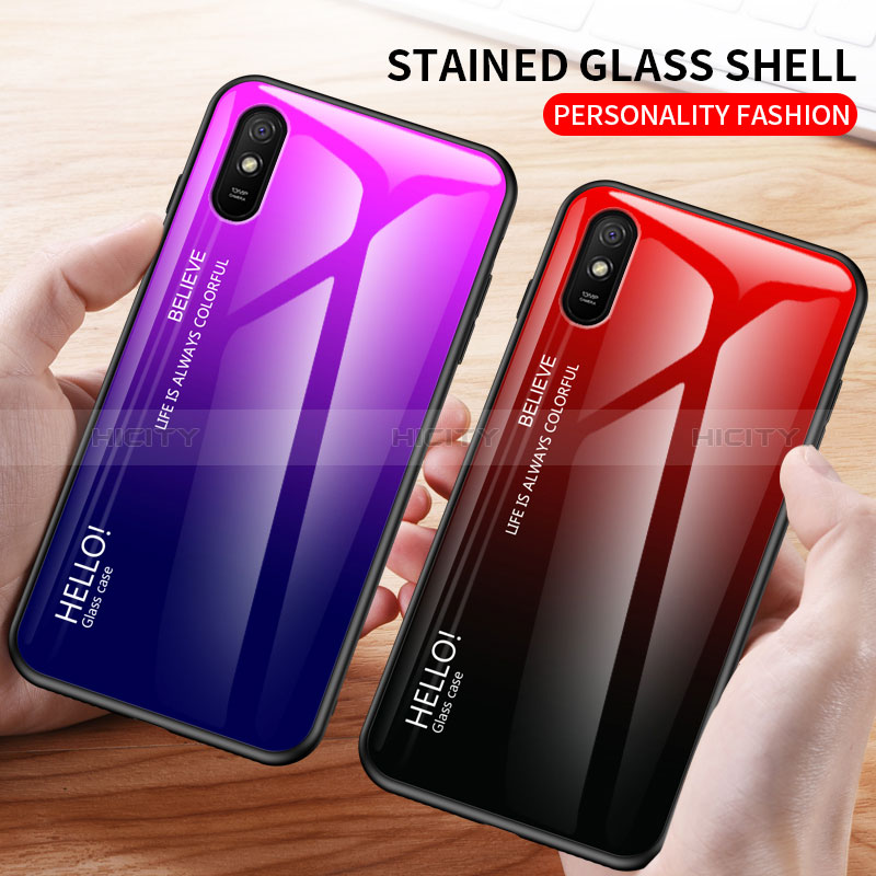 Carcasa Bumper Funda Silicona Espejo Gradiente Arco iris LS1 para Xiaomi Redmi 9A