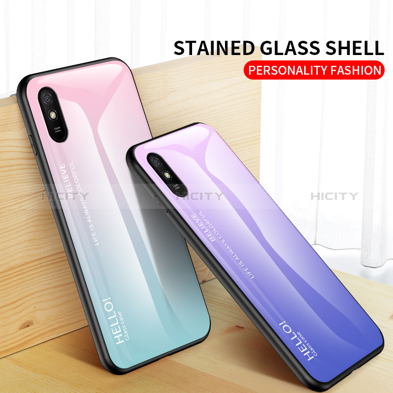 Carcasa Bumper Funda Silicona Espejo Gradiente Arco iris LS1 para Xiaomi Redmi 9A