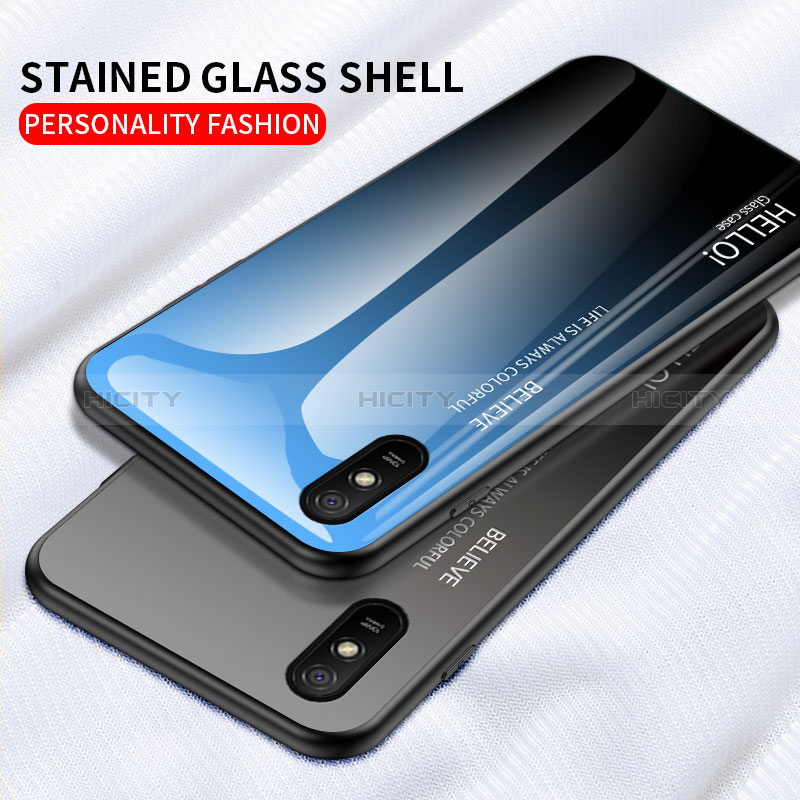 Carcasa Bumper Funda Silicona Espejo Gradiente Arco iris LS1 para Xiaomi Redmi 9i