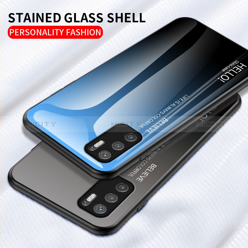 Carcasa Bumper Funda Silicona Espejo Gradiente Arco iris LS1 para Xiaomi Redmi Note 10 5G