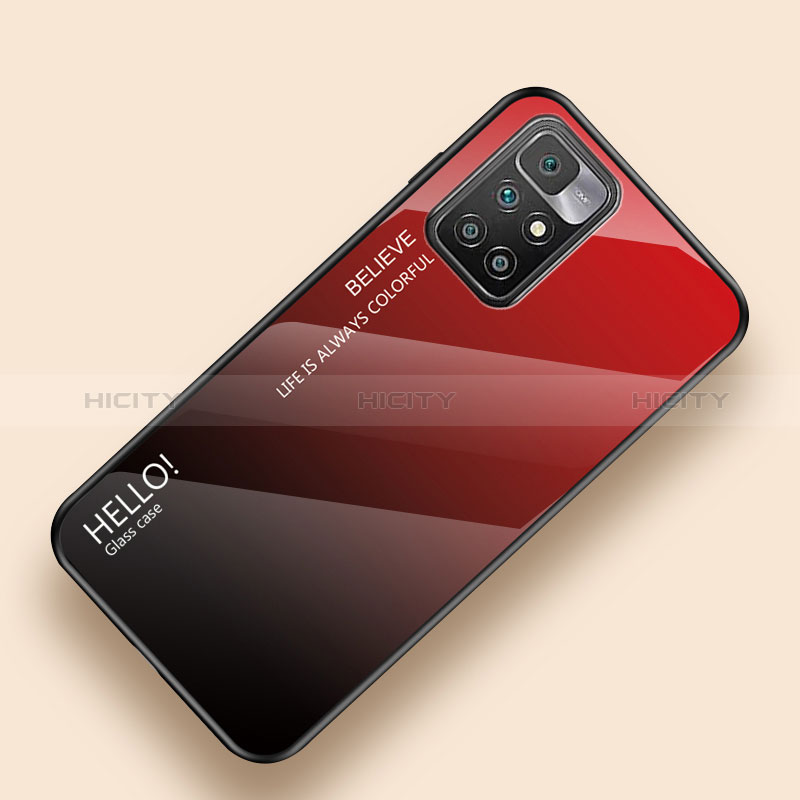 Carcasa Bumper Funda Silicona Espejo Gradiente Arco iris LS1 para Xiaomi Redmi Note 11 4G (2021) Rojo