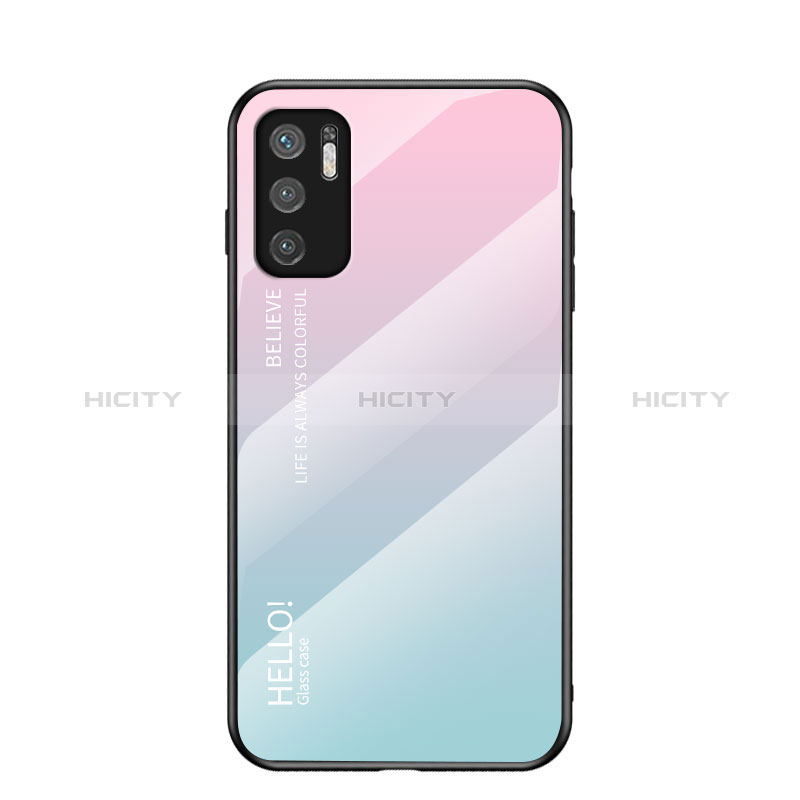 Carcasa Bumper Funda Silicona Espejo Gradiente Arco iris LS1 para Xiaomi Redmi Note 11 SE 5G Cian