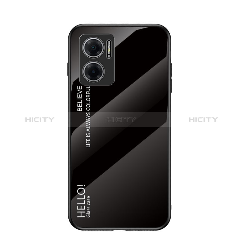 Carcasa Bumper Funda Silicona Espejo Gradiente Arco iris LS1 para Xiaomi Redmi Note 11E 5G Negro