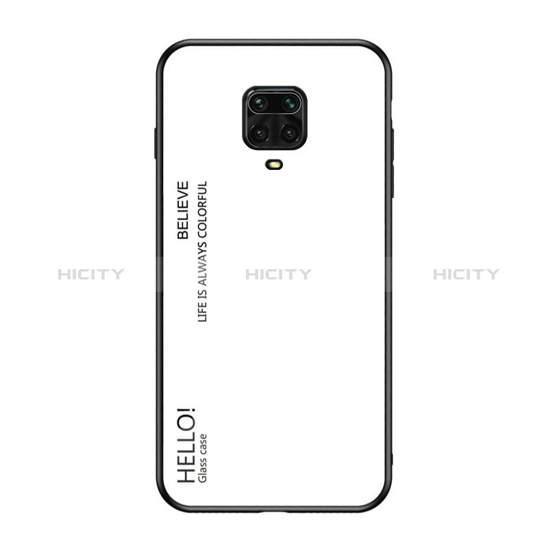 Carcasa Bumper Funda Silicona Espejo Gradiente Arco iris LS1 para Xiaomi Redmi Note 9 Pro Max Blanco